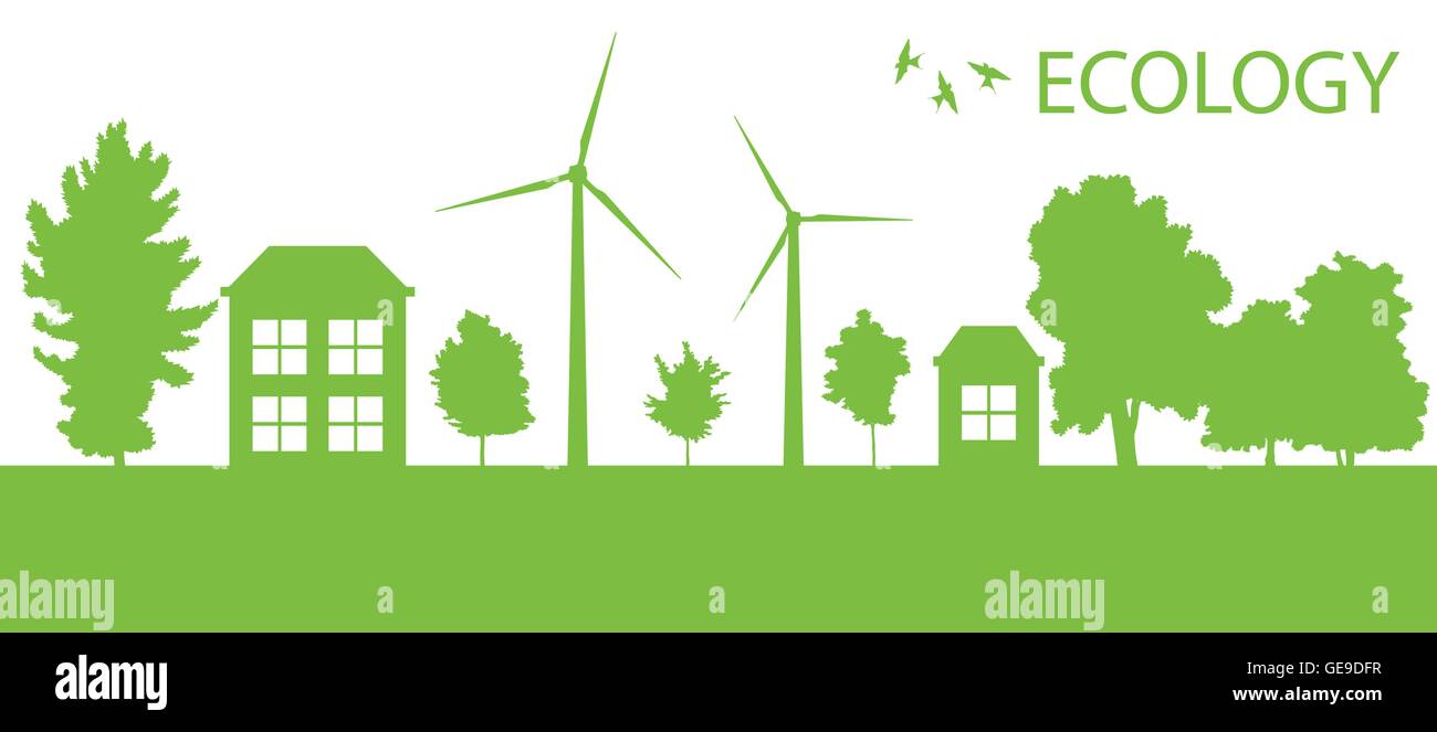 Green Eco city or village ecology vector background concept Stock ...