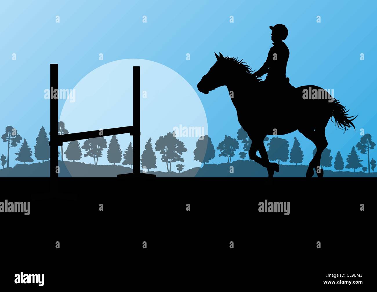 Horses with rider equestrian sport vector background concept Stock ...