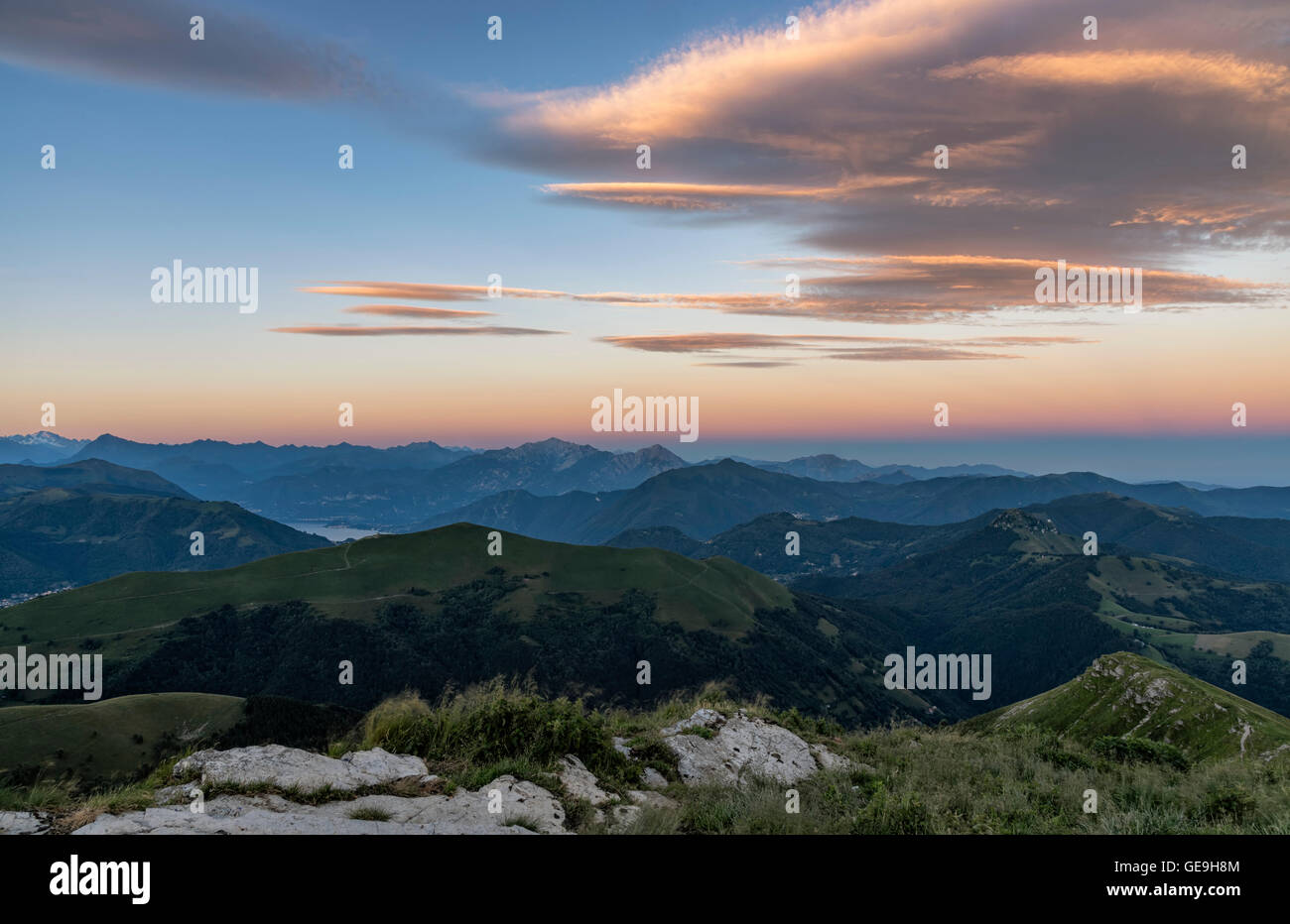 Sunset on the Italian mountains Stock Photo