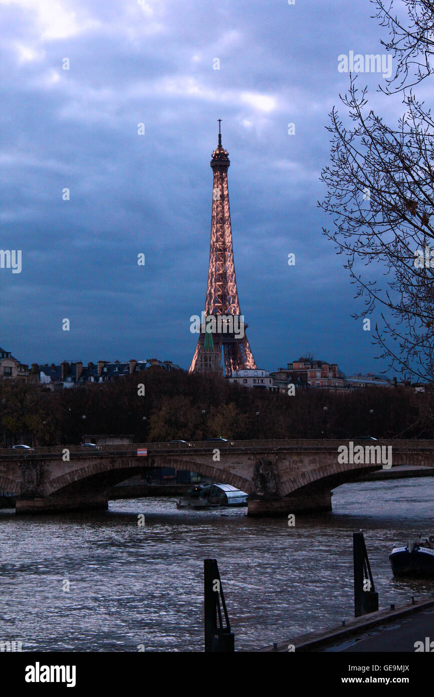 Eiffel Tower in the landscape of Paris Stock Photo - Alamy