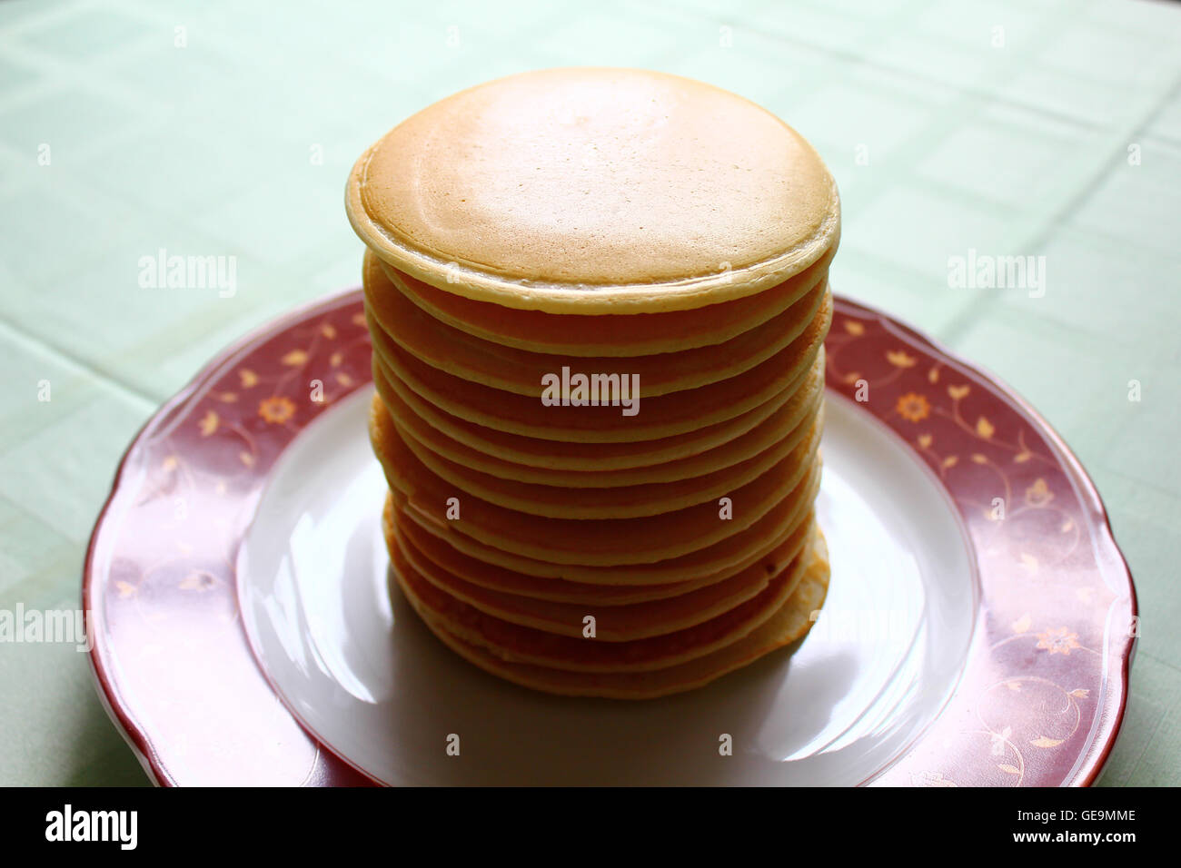 The stack of pancakes on the plate Stock Photo