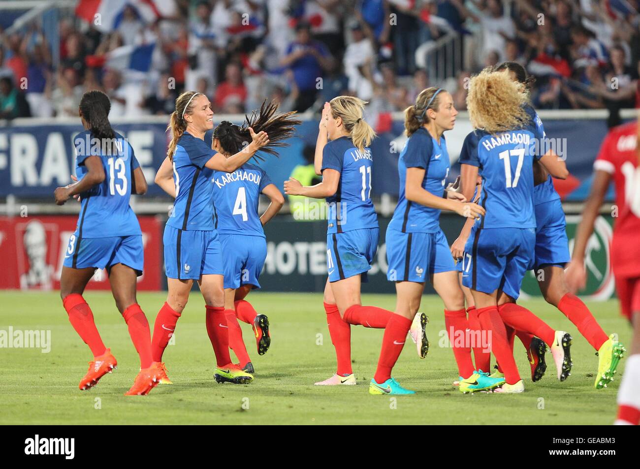 Auxerre, France. 23rd July, 2016. Womens International friendly football.  France versus Caada. France celebrate the goal by Camille Abily © Action  Plus Sports/Alamy Live News Stock Photo - Alamy