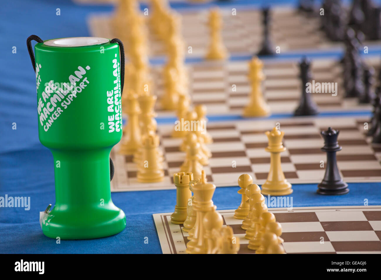 Bournemouth, Dorset, UK. 24 July 2016. Meri's Simultaneous Chess Exhibition in Bournemouth with Meri Grigoryan, a Woman FIDE Master who is a West London Chess Club member and an ECF Accredited Coach. Meri plays up to 15 players at a time, raising money for Macmillan Cancer Support Credit:  Carolyn Jenkins/Alamy Live News Stock Photo