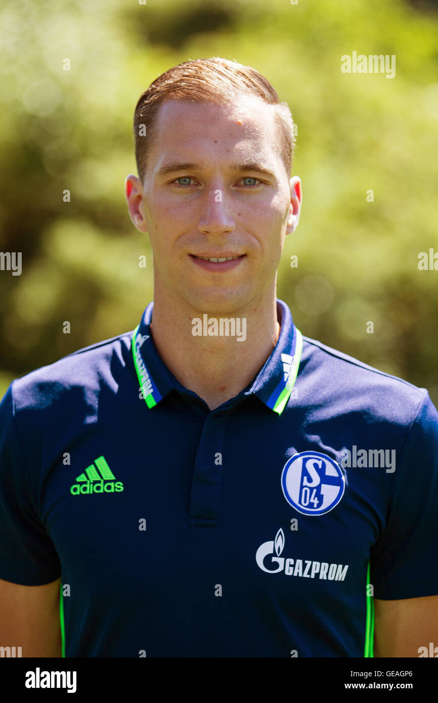 German Bundesliga soccer team FC Schalke 04 play and video analyst Tobias Hellwig poses for a team photo in preparation for the 2016/17 season in the Veltins Arena, Gelsenkirchen, Germany, 20 July 2016. Photo: Marcel Kusch/dpa Stock Photo