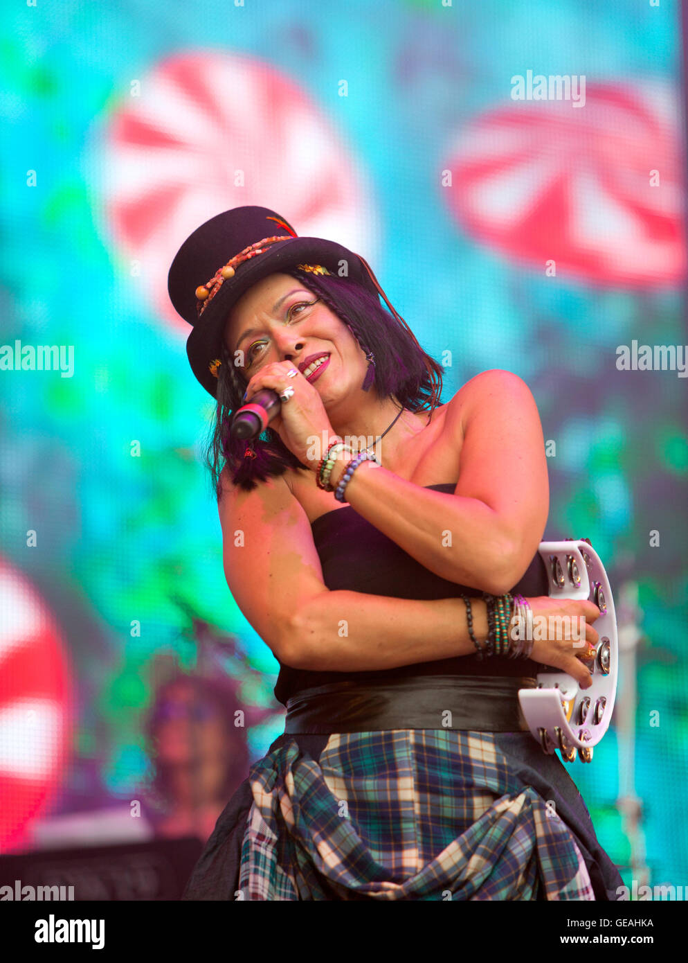 Perth, Scotland, UK. 24th July, 2016. Annabella Lwin,from Bow Wow Wow,sings at The Rewind Festival,Scone Palace,Perth,Scotland,Uk Credit:  Derek Allan/Alamy Live News Stock Photo