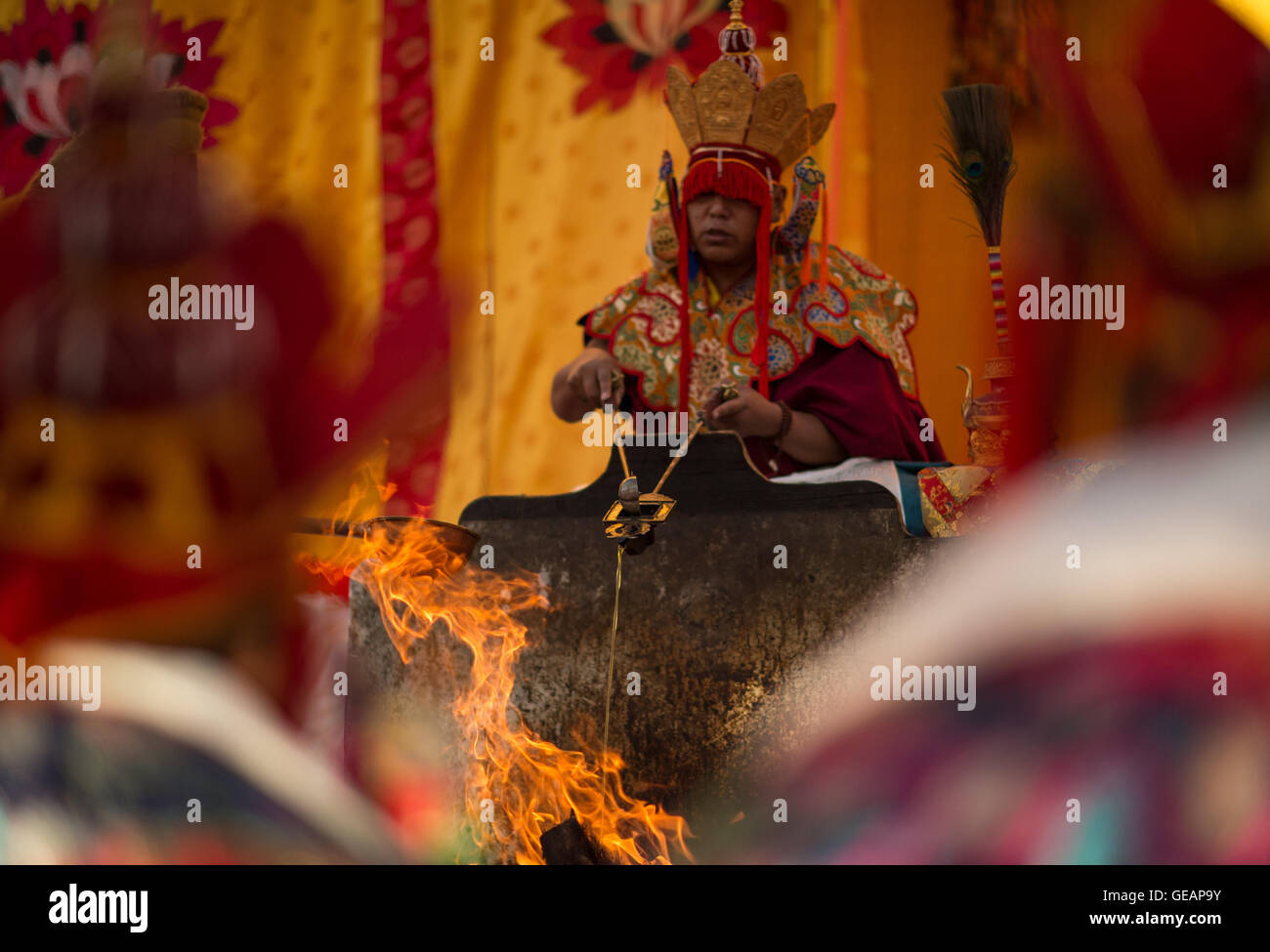 Xigaze, China's Tibet Autonomous Region. 25th July, 2016. Monks attend ...