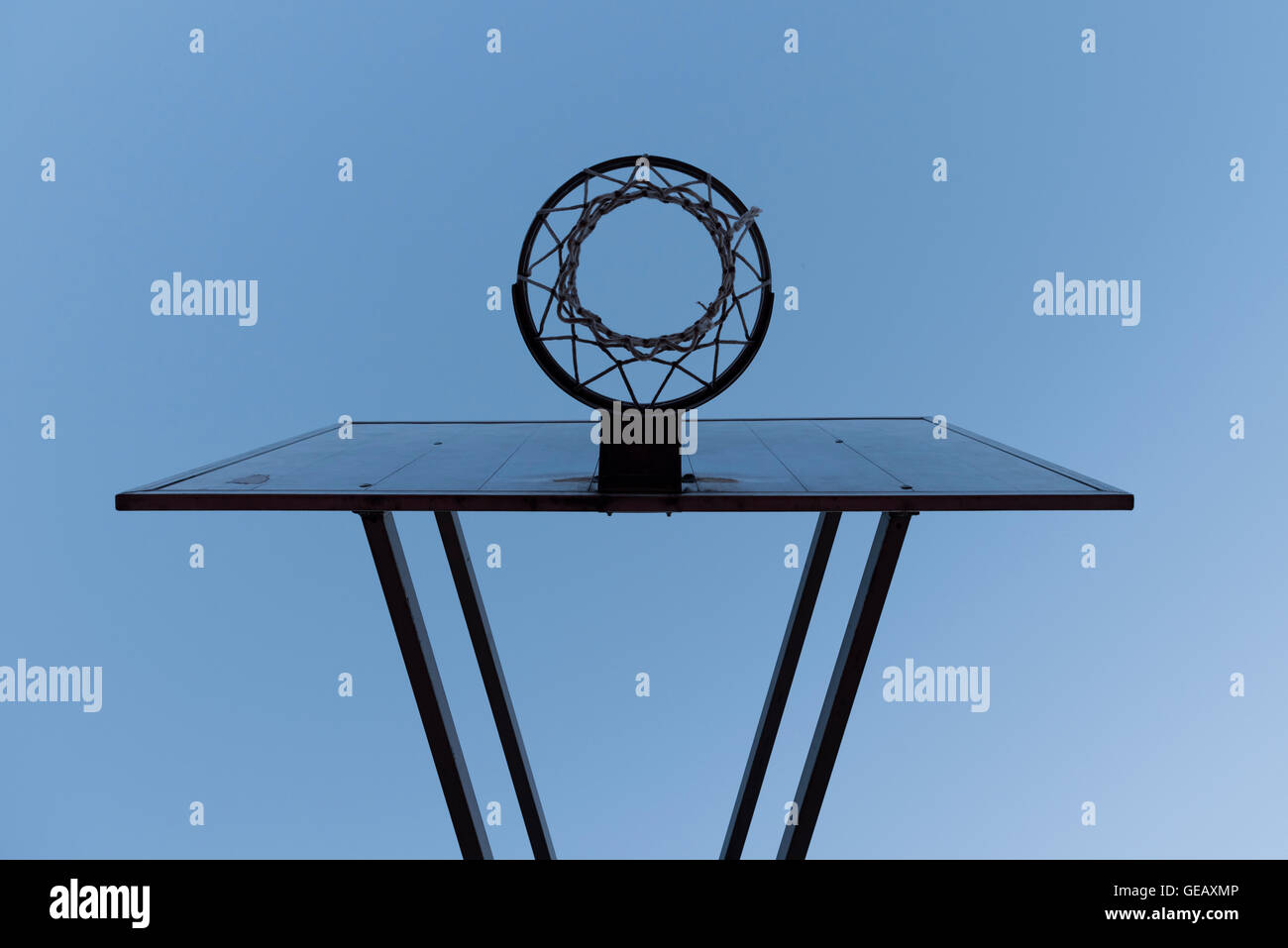 Basketball hoop, low angle view Stock Photo