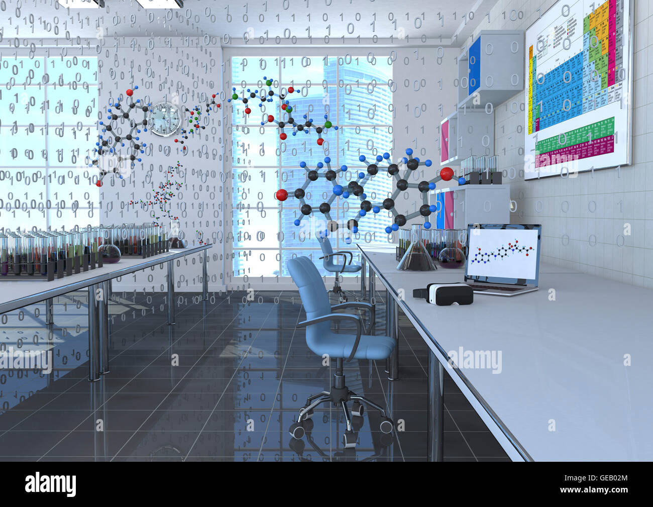3D Illustration, digital chemistry room Stock Photo - Alamy