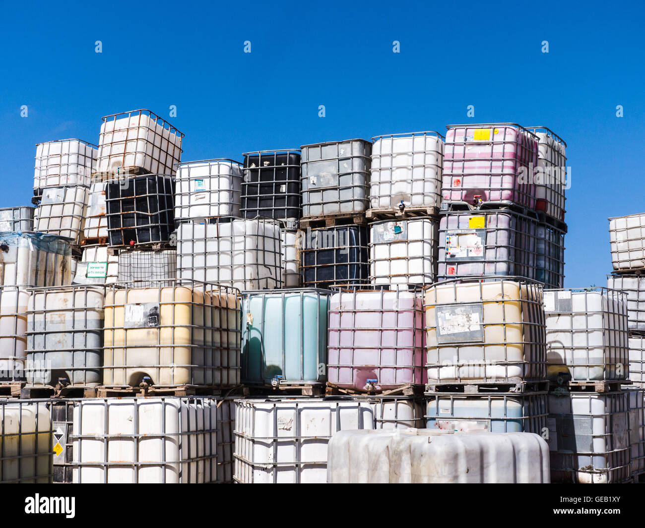 Used large plastic IBC container Stock Photo Alamy