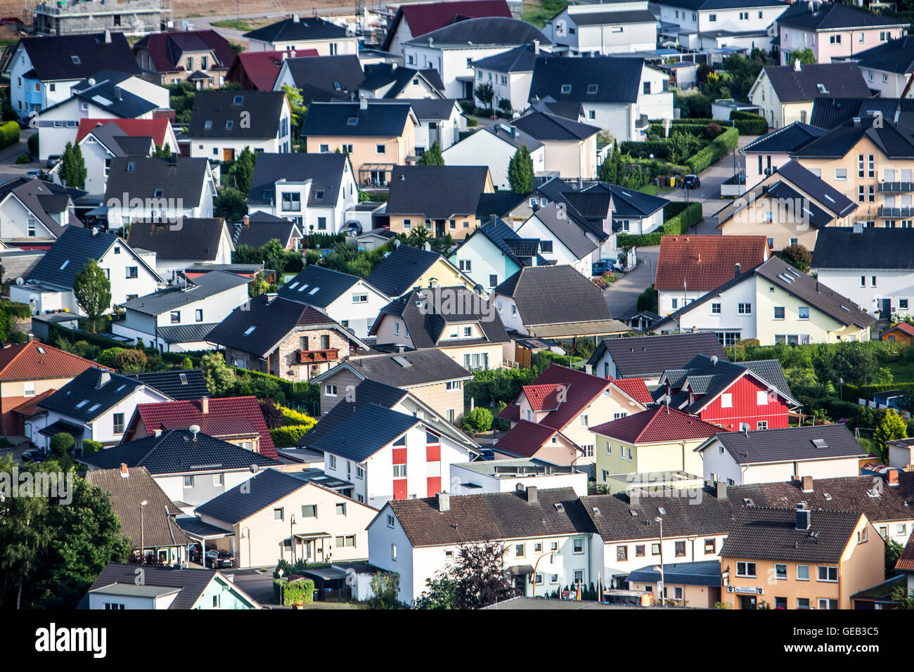 Family houses and apartment buildings, residential development, residential area, Remagen, Germany Stock Photo