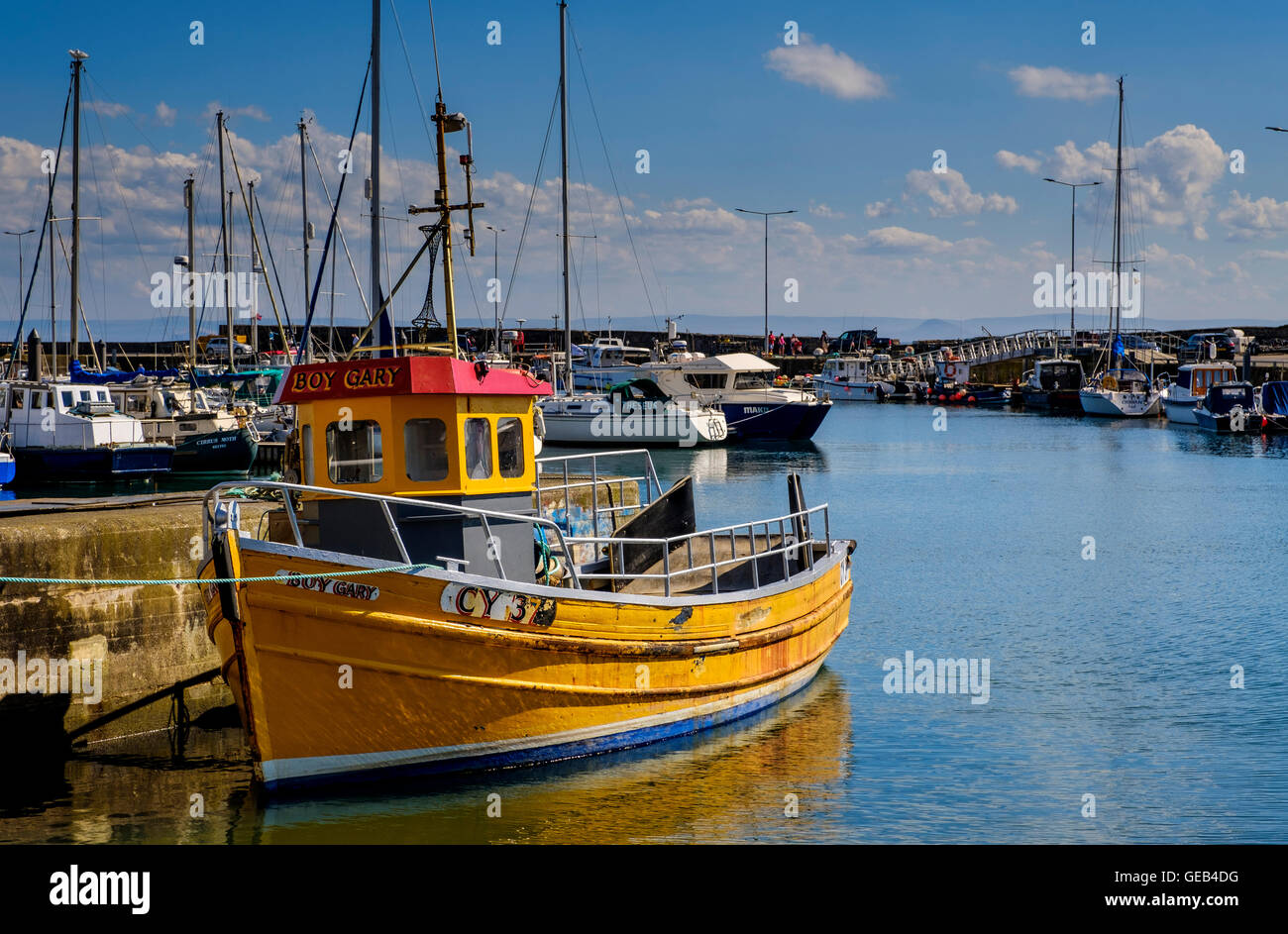 Pleasure craft in the harbour in Anstruther, Fife, Scotland Stock Photo