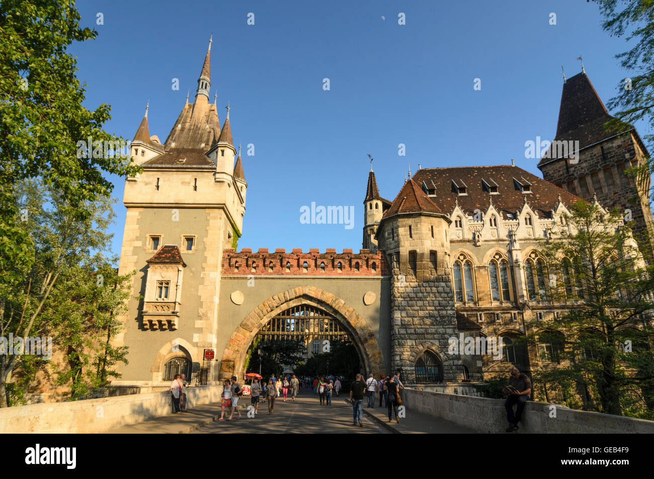Budapest: City Park ( Varosliget ) with the Vajdahunyad Castle, Hungary, Budapest, Stock Photo