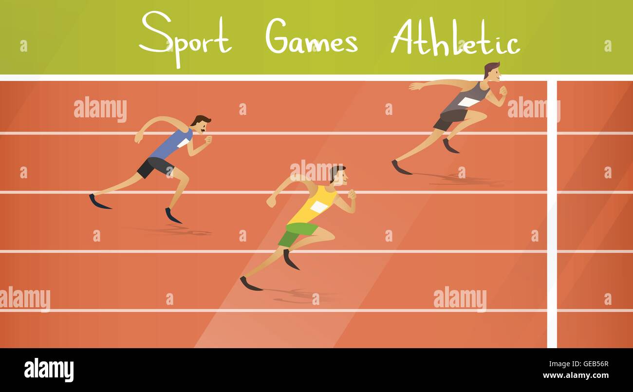 Runner Athlete Running Sprint Track Sport Competition Stock Vector