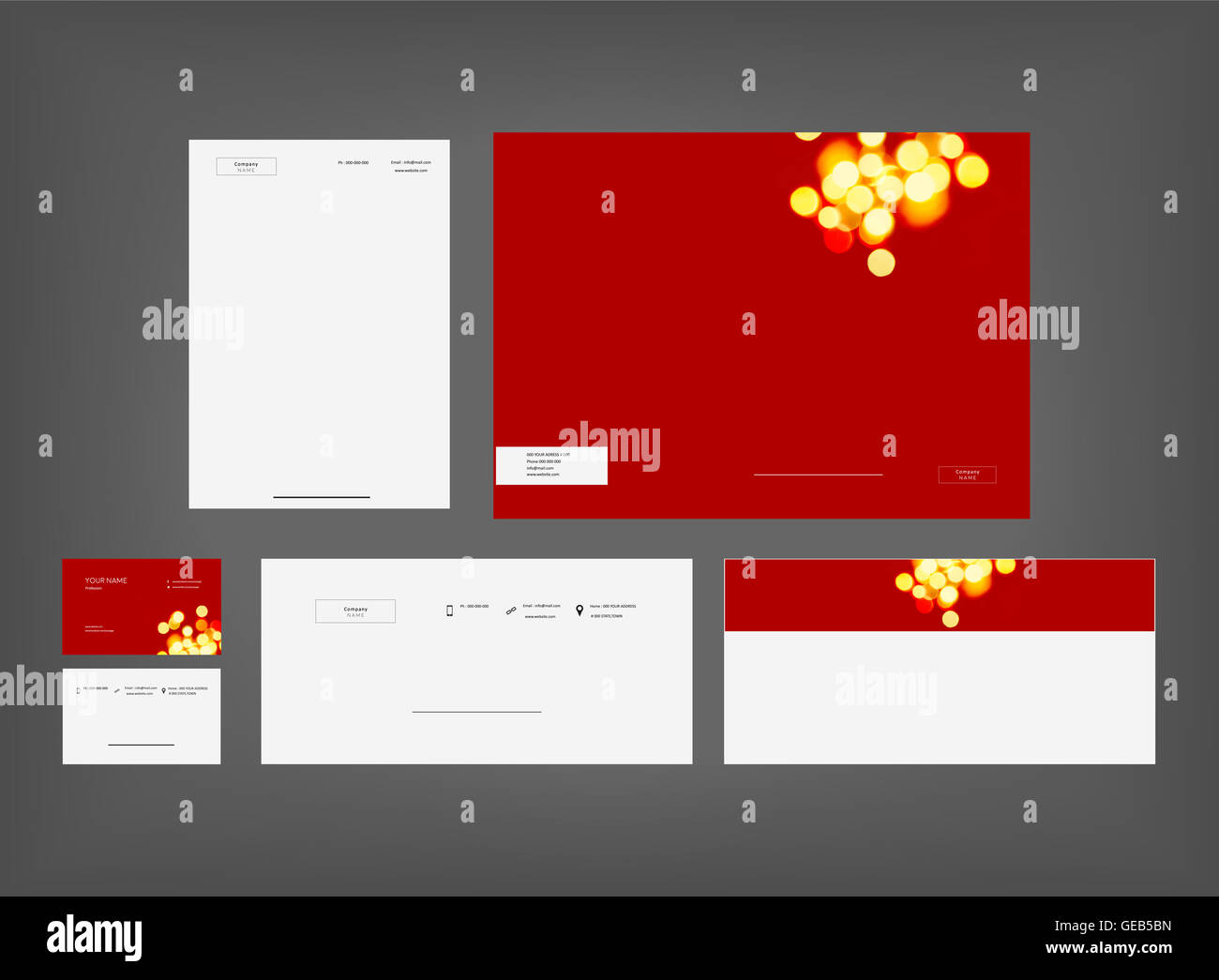 Minimal style red stationery set Stock Photo Alamy