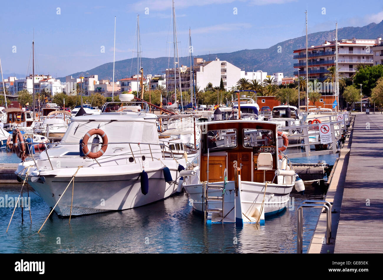 Port of Roses, or Rosas, commune on the Costa Brava at northeastern Catalonia in Spain Stock Photo