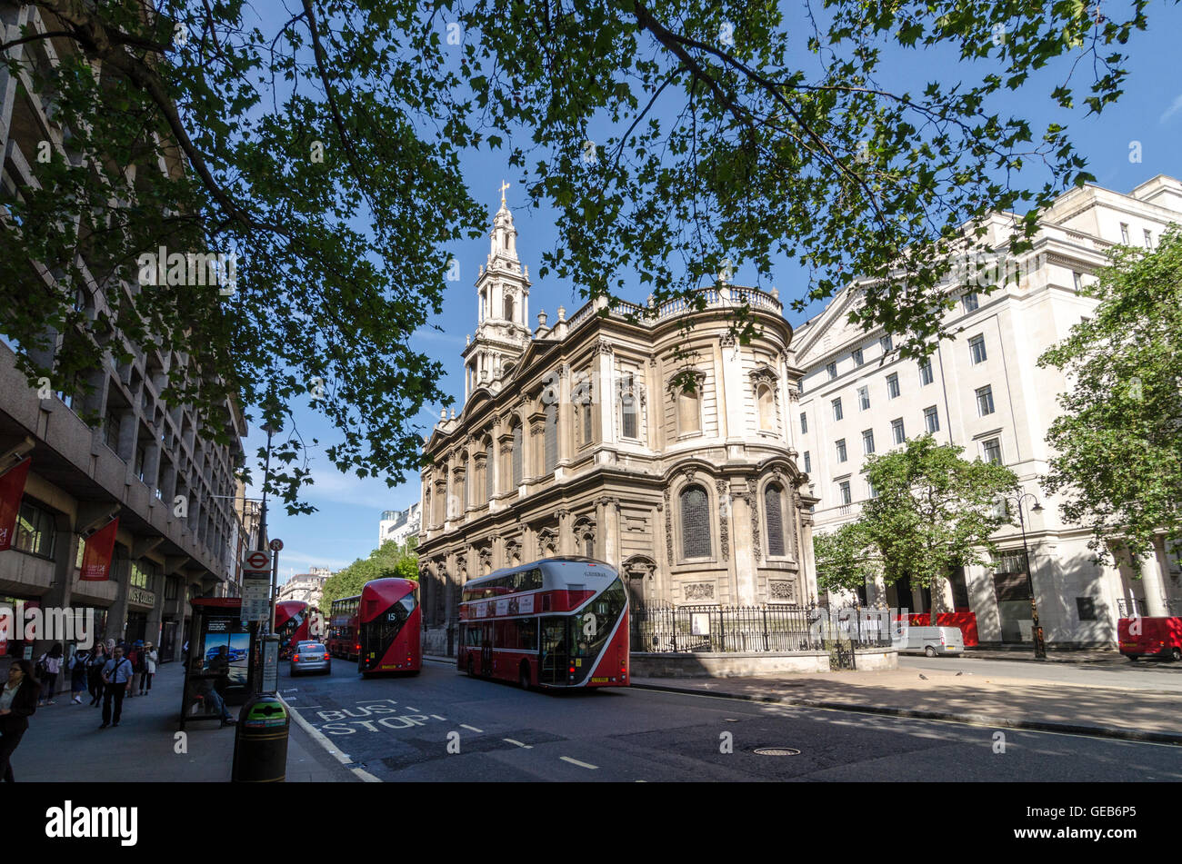 Saint Mary-le-Strand Church designed by James Gibbs. The Strand, London, UK Stock Photo