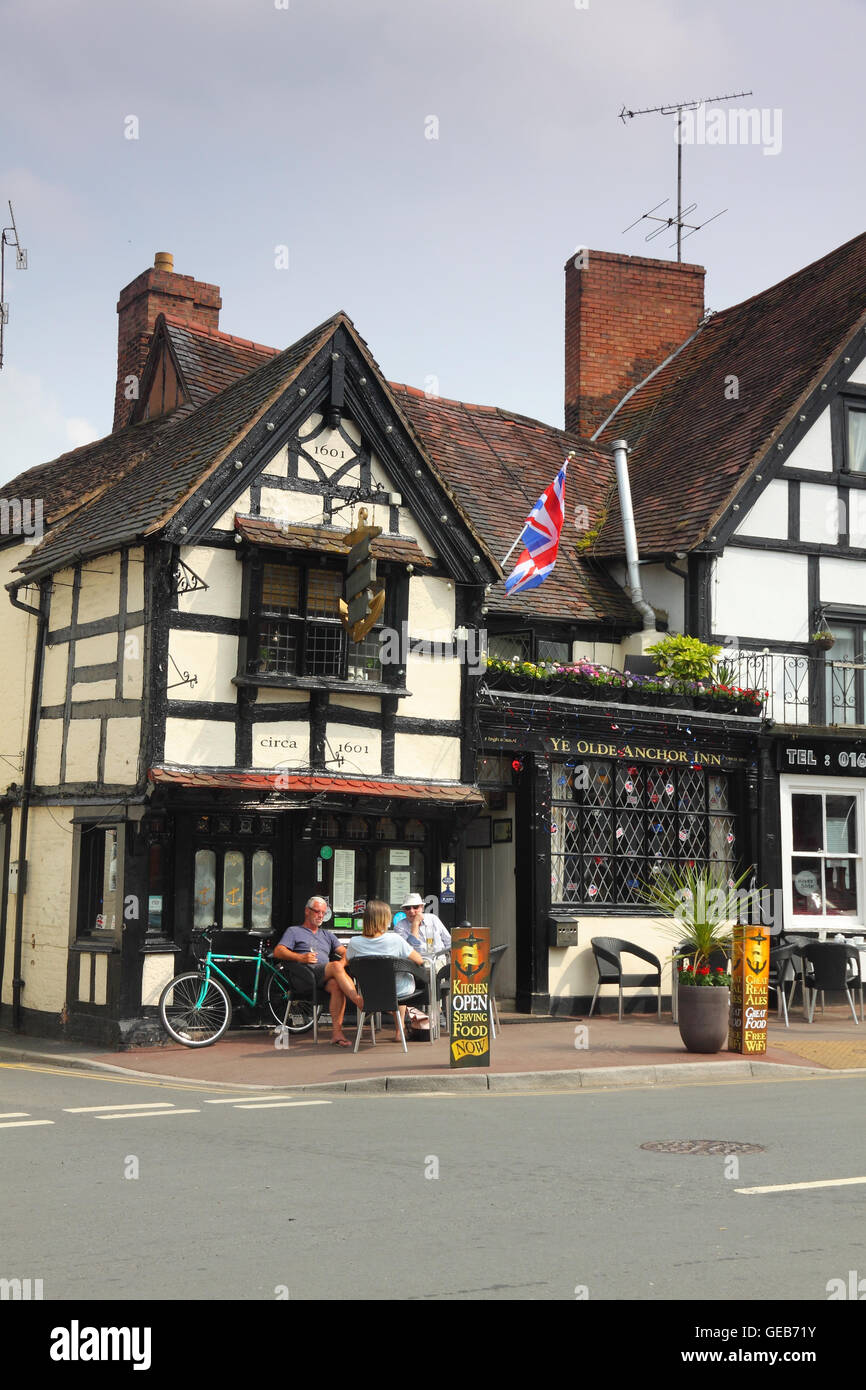 People enjoying a drink outside Ye Olde Anchor Inn, UptonuponSevern