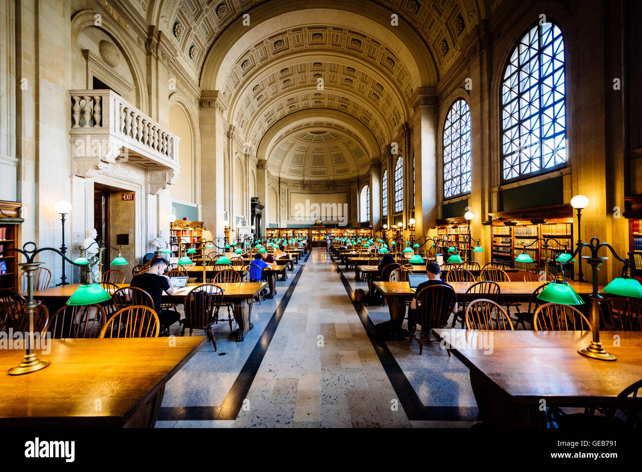 The interior of the Boston Public Library at Copley Square, in Back Bay, Boston, Massachusetts. Stock Photo