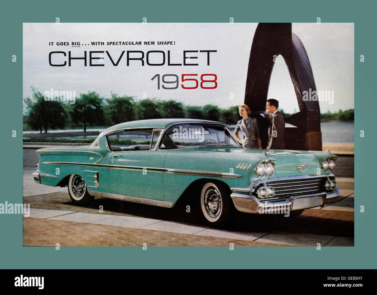 CHEVROLET 1958 poster campaign ad for Chevrolet Bel Air Impala Stock Photo