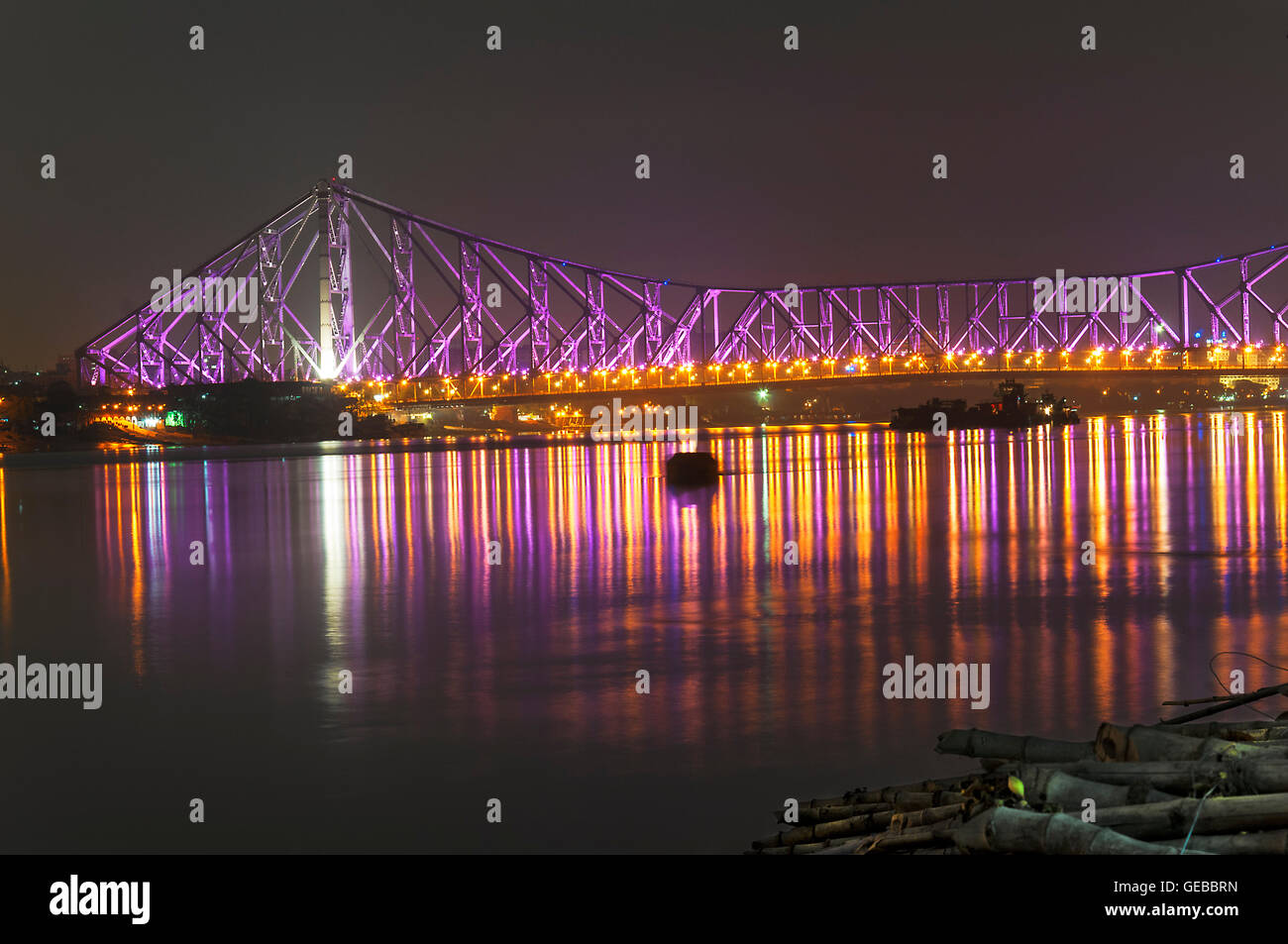 Howrah Bridge At Night Stock Photo Alamy