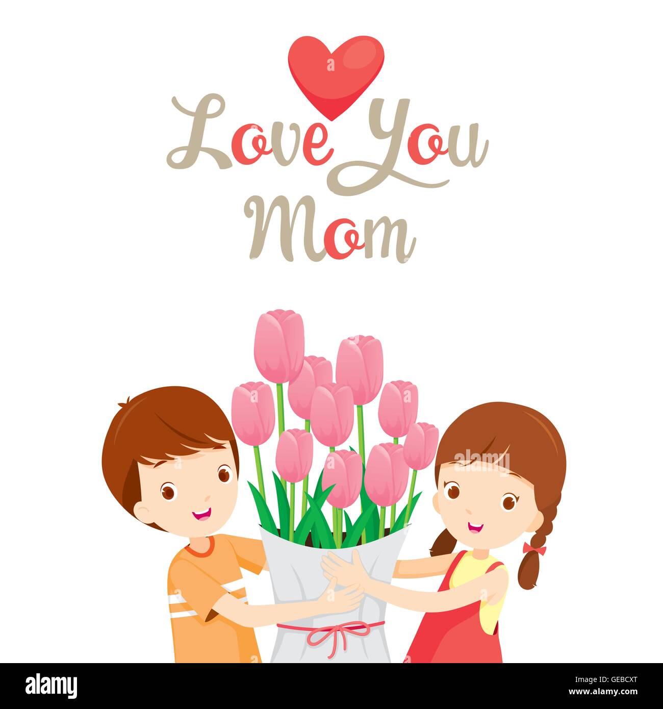 Love You Mom, Mothers Day, Giving, Tulip, Love, Baby Stock Vector ...