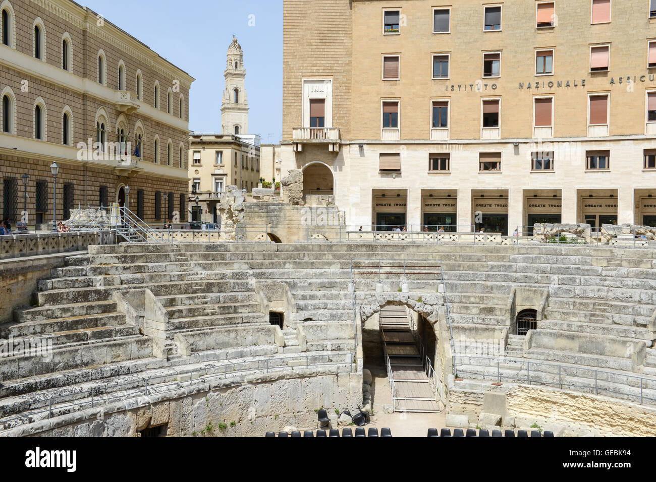The iconic roman amphitheatre in Sant'Oronzo square, one of the most