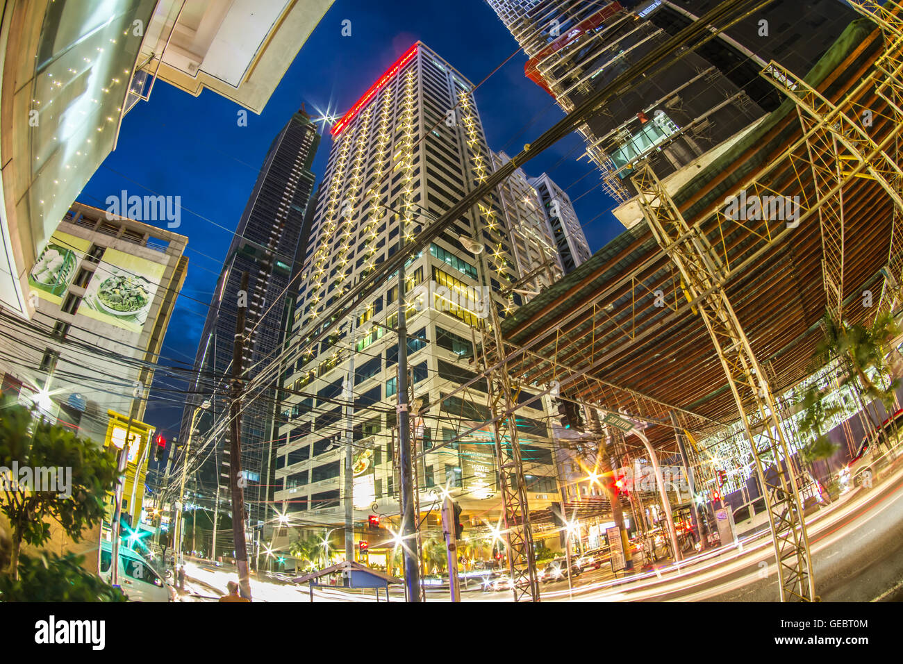 Landscape photography urban architecture traffic Manila Makati Philippines Stock Photo