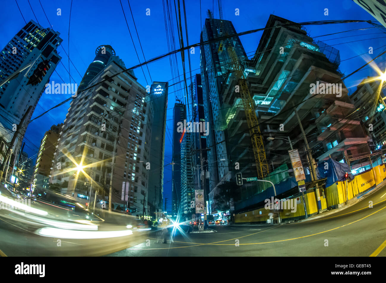 Landscape photography urban architecture traffic Manila Makati Philippines Stock Photo