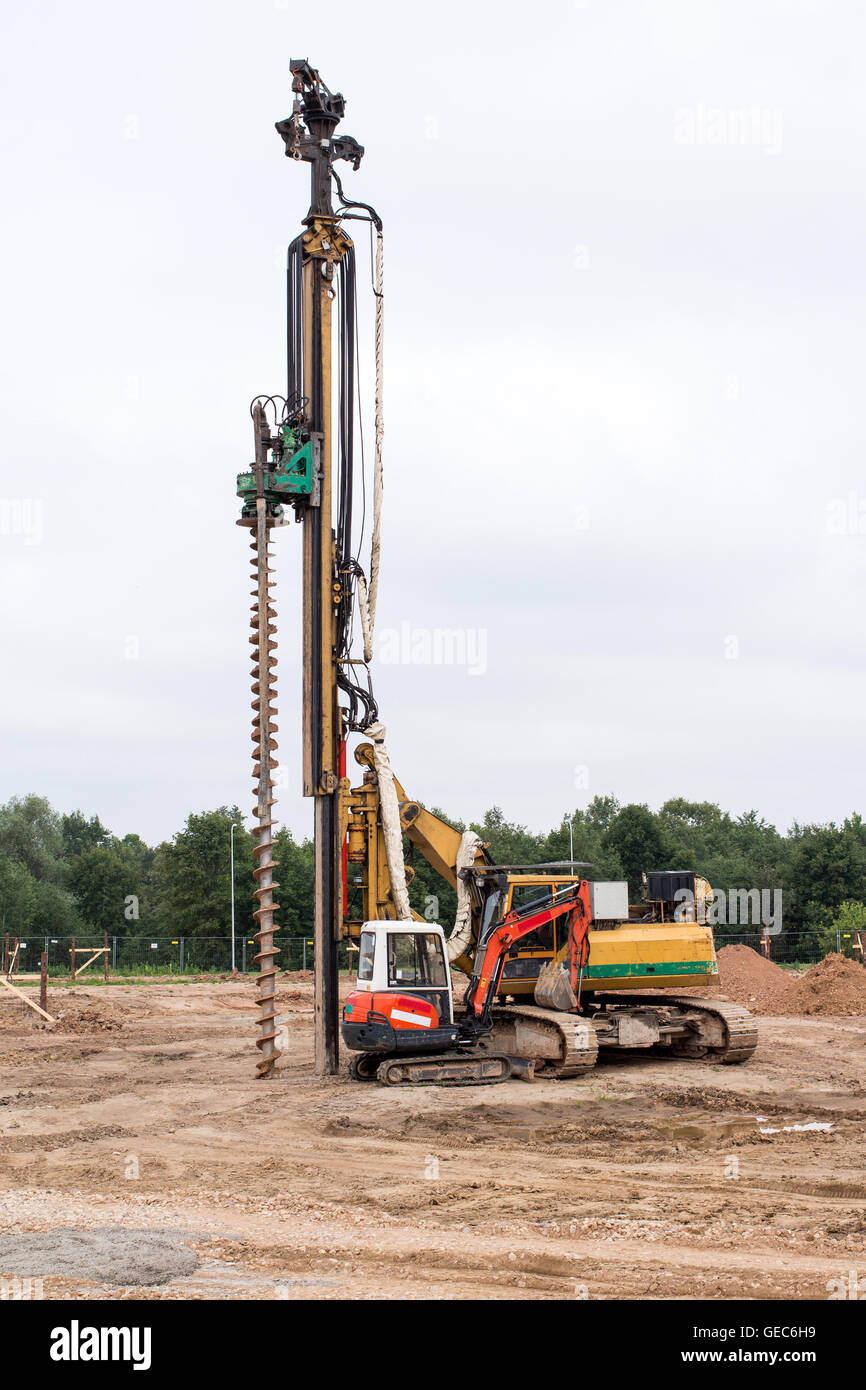 Machine for drilling holes in the ground Stock Photo Alamy