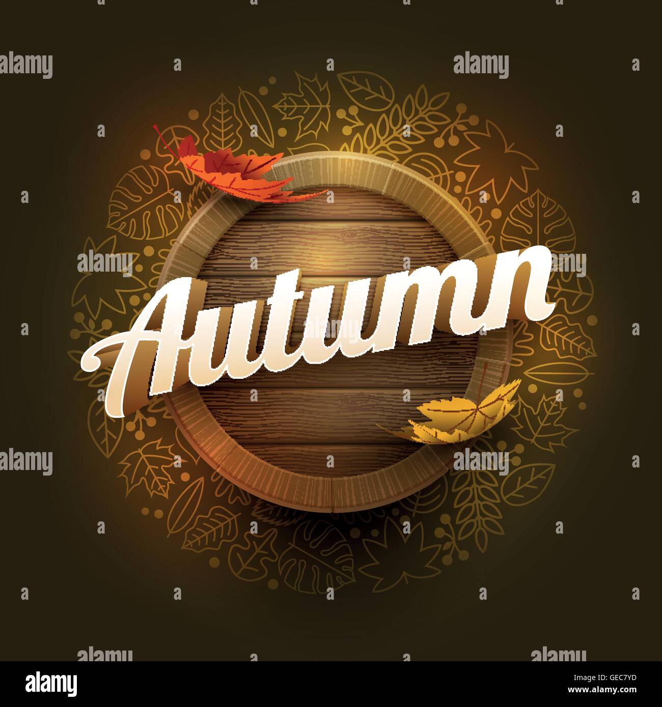 Vector autumn poster design template. Elements are layered separately in vector file. Stock Vector