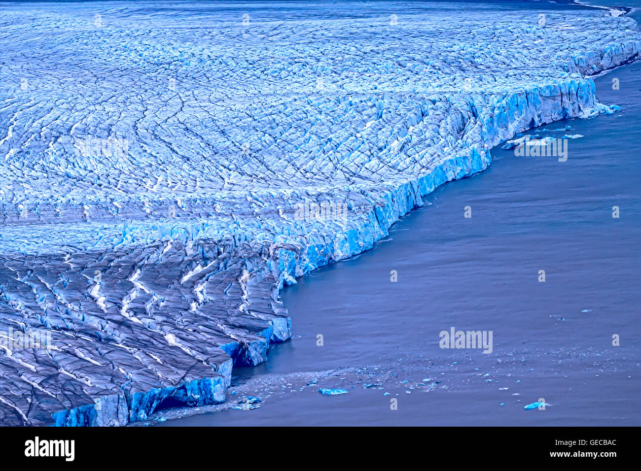 frontal wall of a glacier of Nansen. Northern island of Novaya Zemlya Stock Photo