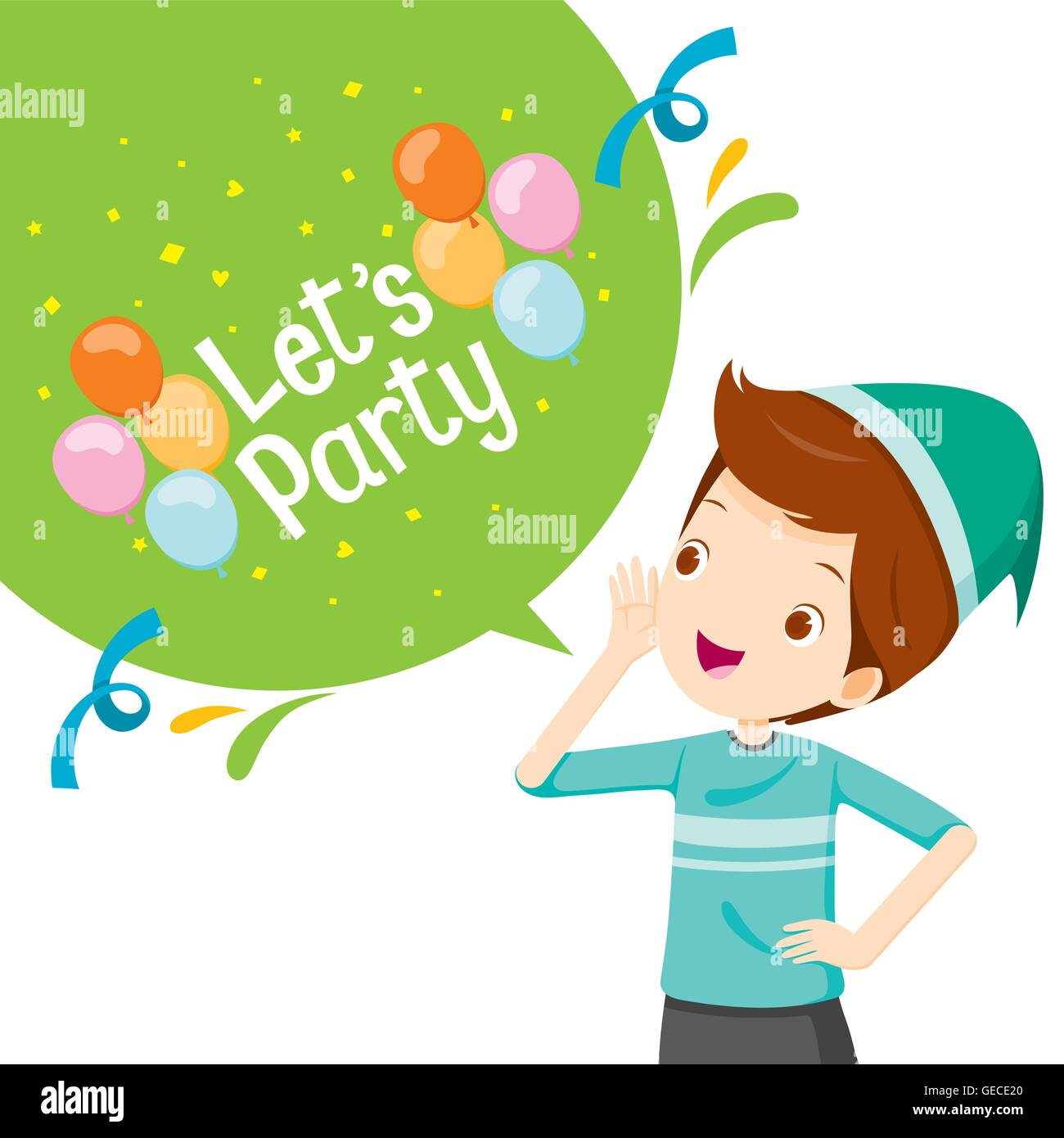 Boy Shouting For Party, Party, Banquet, Feast, Celebration, Corporate Party Stock Vector