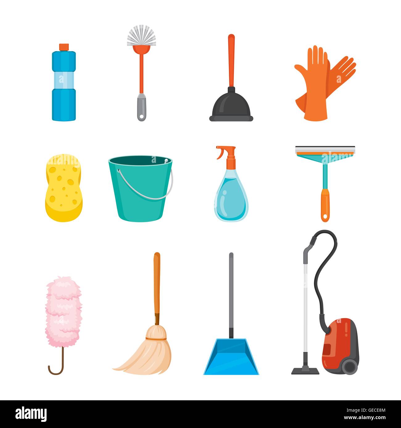 Household item and cleaning supply icon set Vector Image