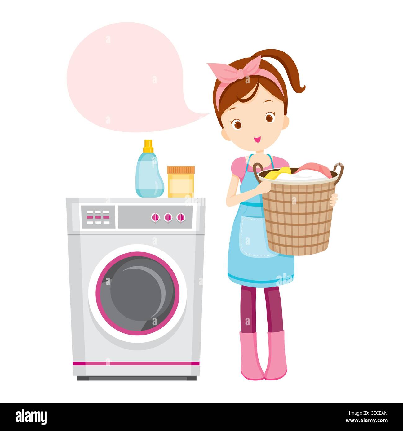 Apron girl washing Stock Vector Images - Alamy
