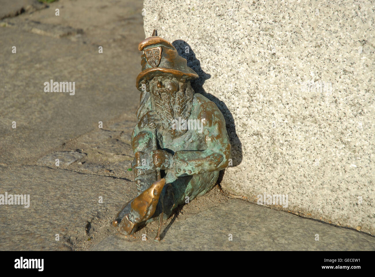 One of Wrocław’s most popular and iconic attractions - a dwarf - unlikely symbol of one of Poland's most picturesque cities. Stock Photo