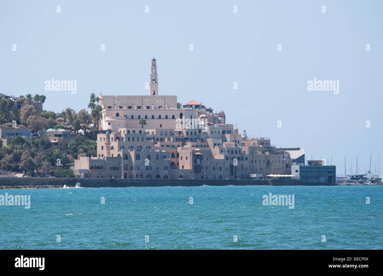 Israel, Middle East: the Old City of Jaffa seen from Tayelet, the Tel Aviv Promenade Stock Photo
