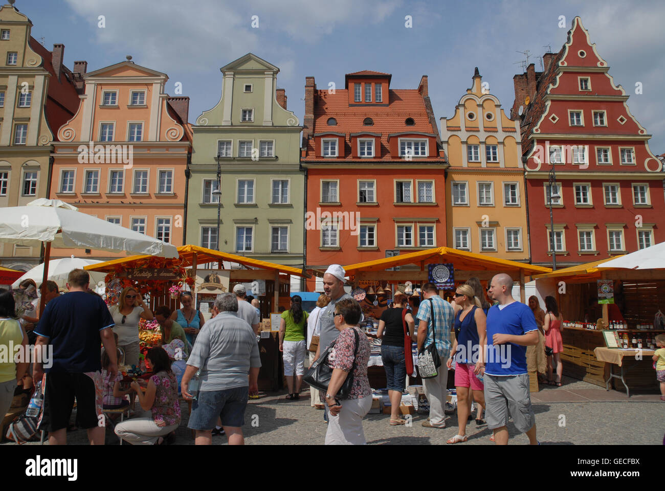 Local produce and crafts market, Solny Square, Wroclaw, Silesia, Poland. Stock Photo