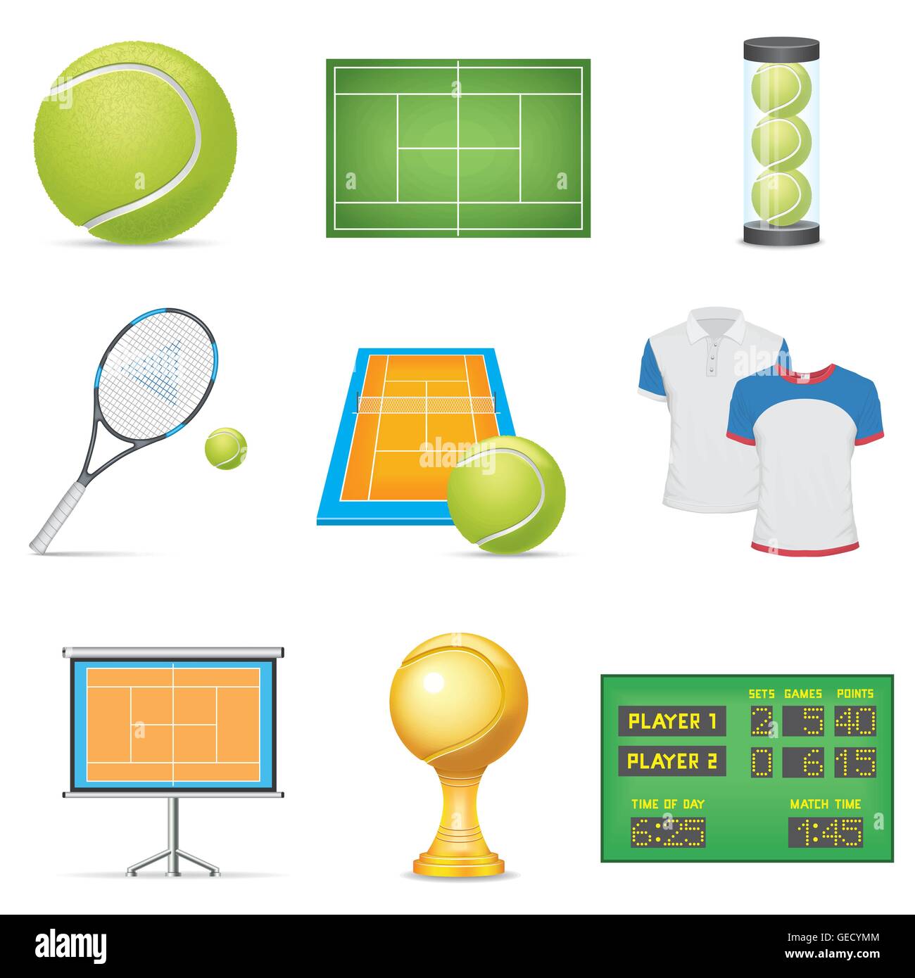 Tennis Icons Set Stock Vector