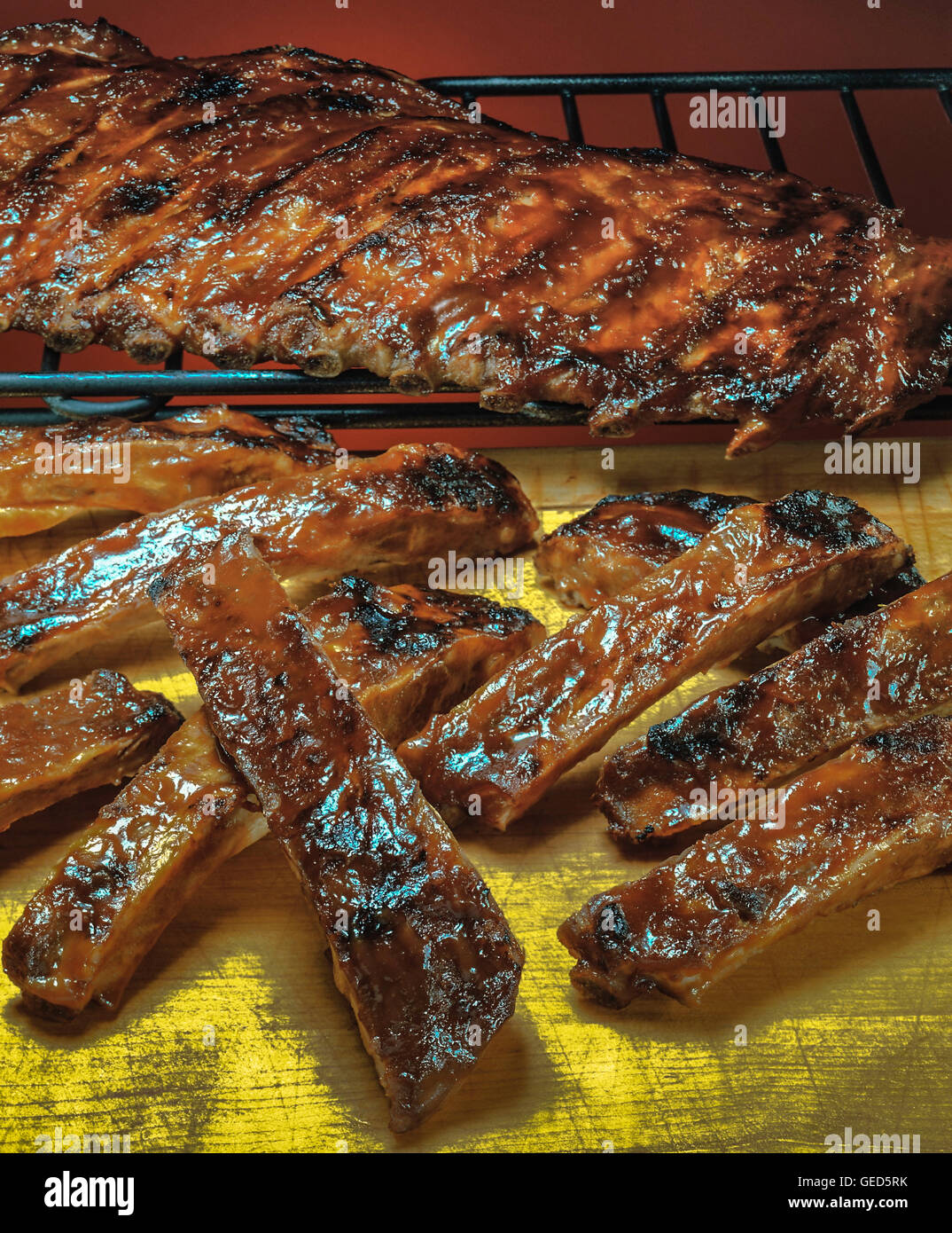 American food basics.barbecue spare ribs Stock Photo - Alamy