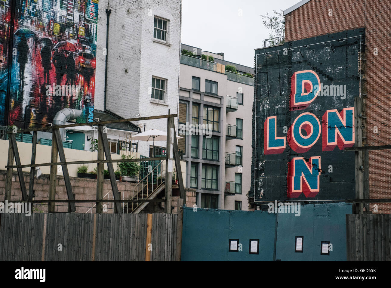 Street Art, forming the cities name - London Stock Photo