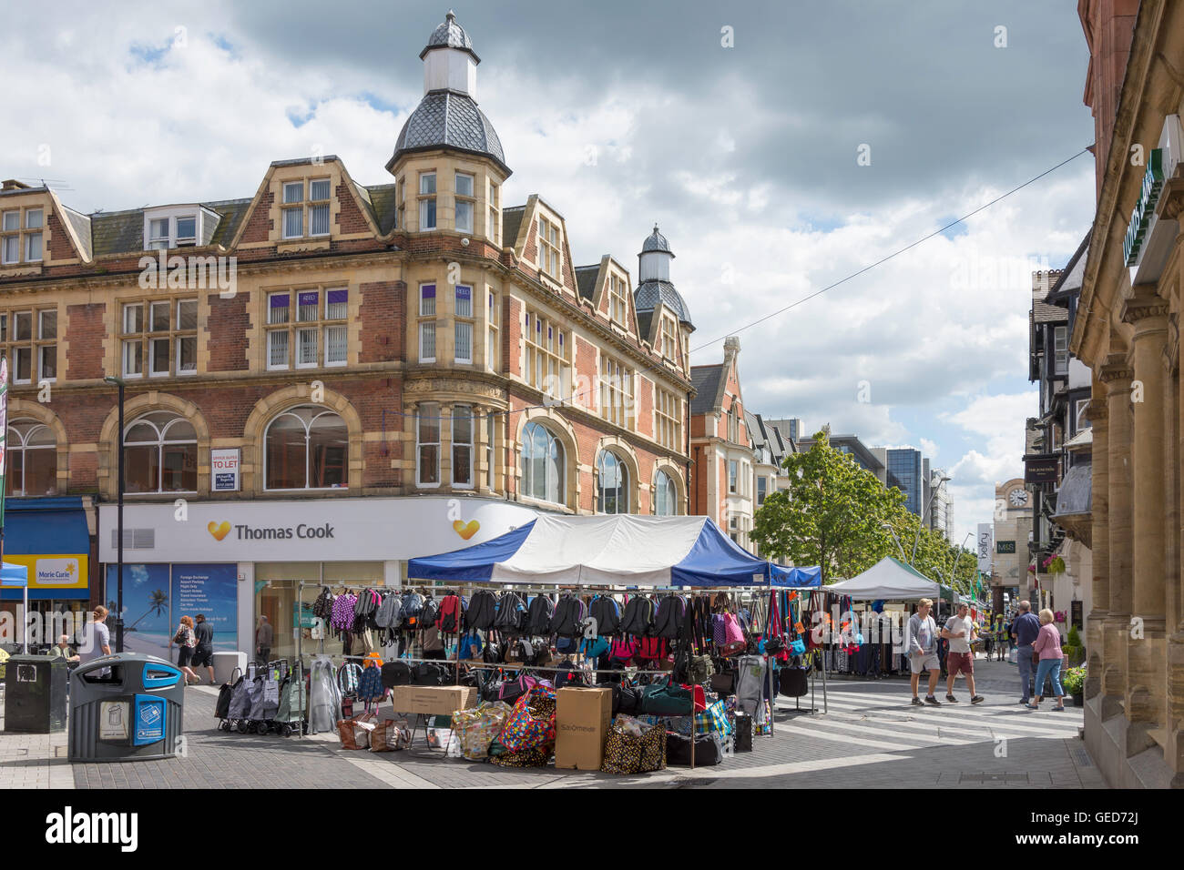 Market stalls on Redhill High Street, Redhill, Surrey, England, United Kingdom Stock Photo