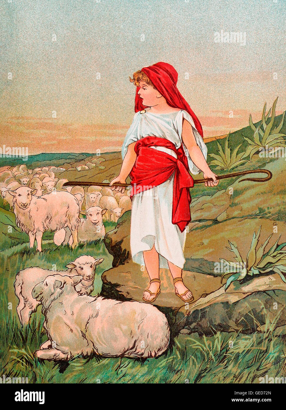 David, The Shepherd Boy of Bethlehem and later King of Israel Stock