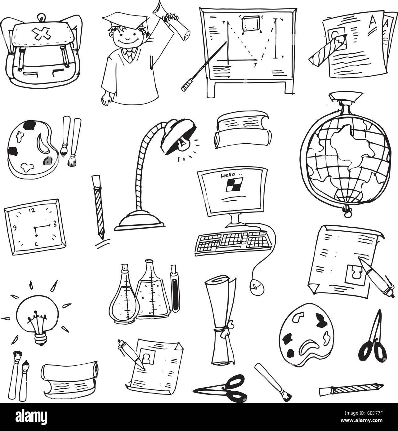 Hand Draw Sketch School Stuff Stock Illustrations – 84 Hand Draw