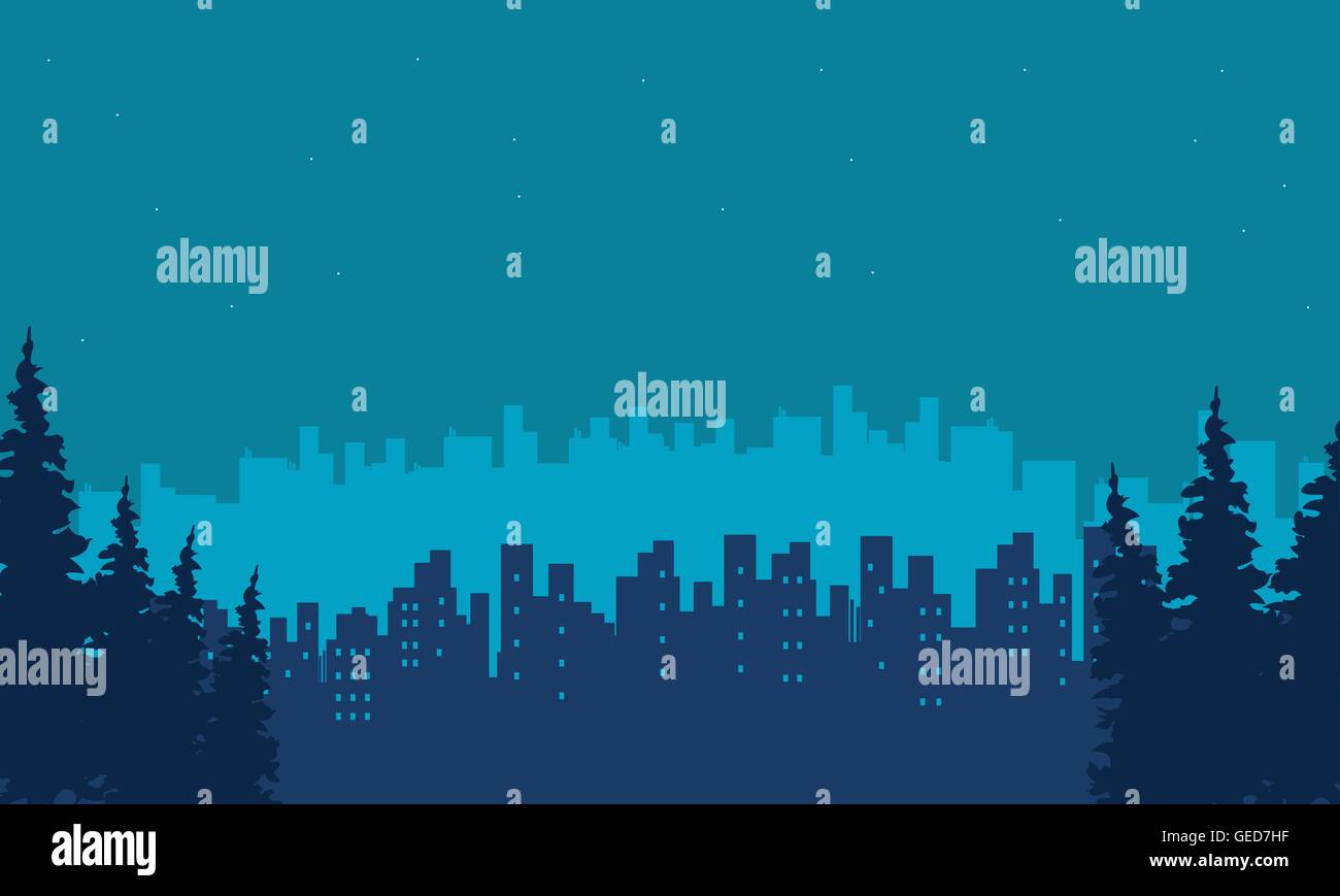 Silhouette of building and spruce scenery Stock Vector Image & Art - Alamy