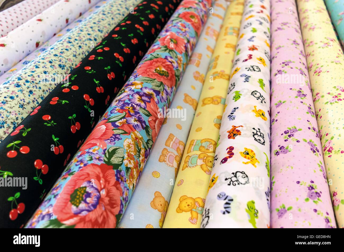 Cloth in a Haberdashery Stock Photo