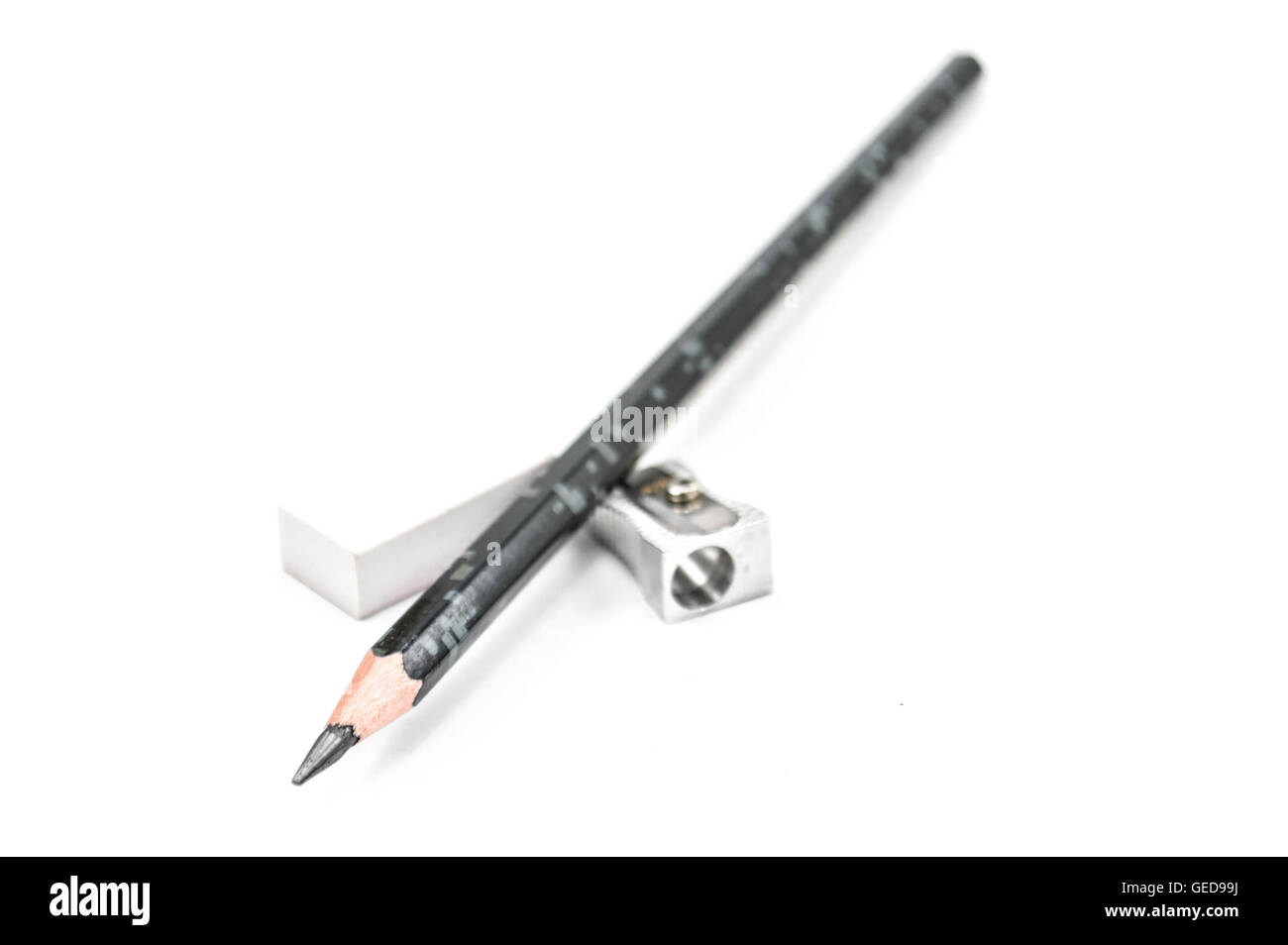 pencil eraser sharpener in white background Stock Photo Alamy