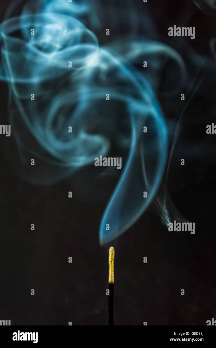 incense sticks smoke on black background Stock Photo Alamy