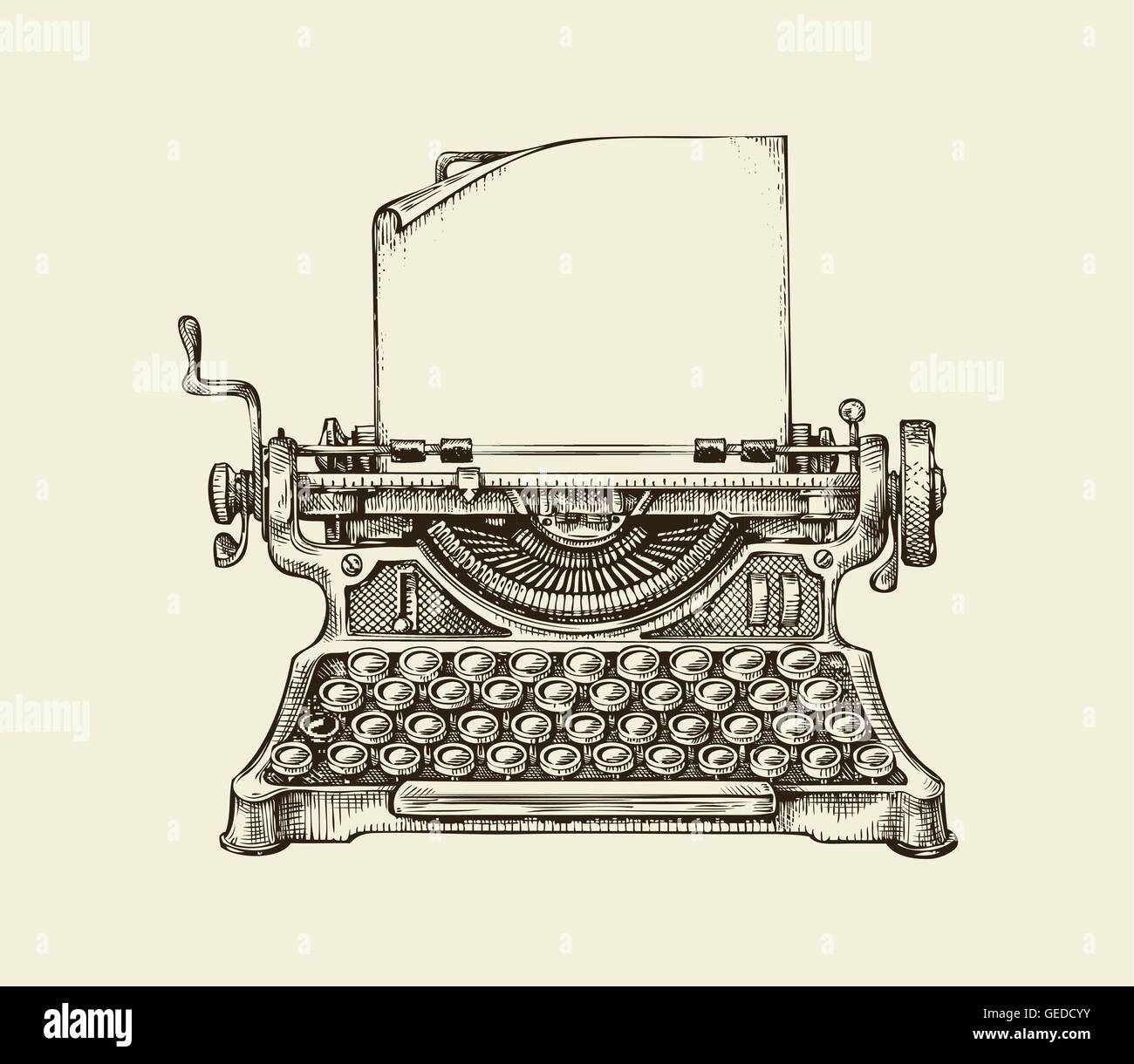 retro typewriter vector illustration sketch doodle 3126880 Vector Art at  Vecteezy