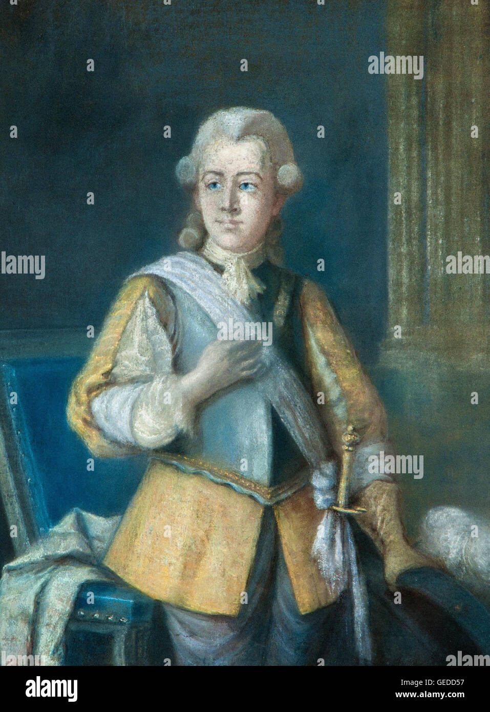 Attributed to Gustaf L Lundberg - Gustav III, King of Sweden 1772-1792, in a Gustavus Adolphus inspired dress Stock Photo