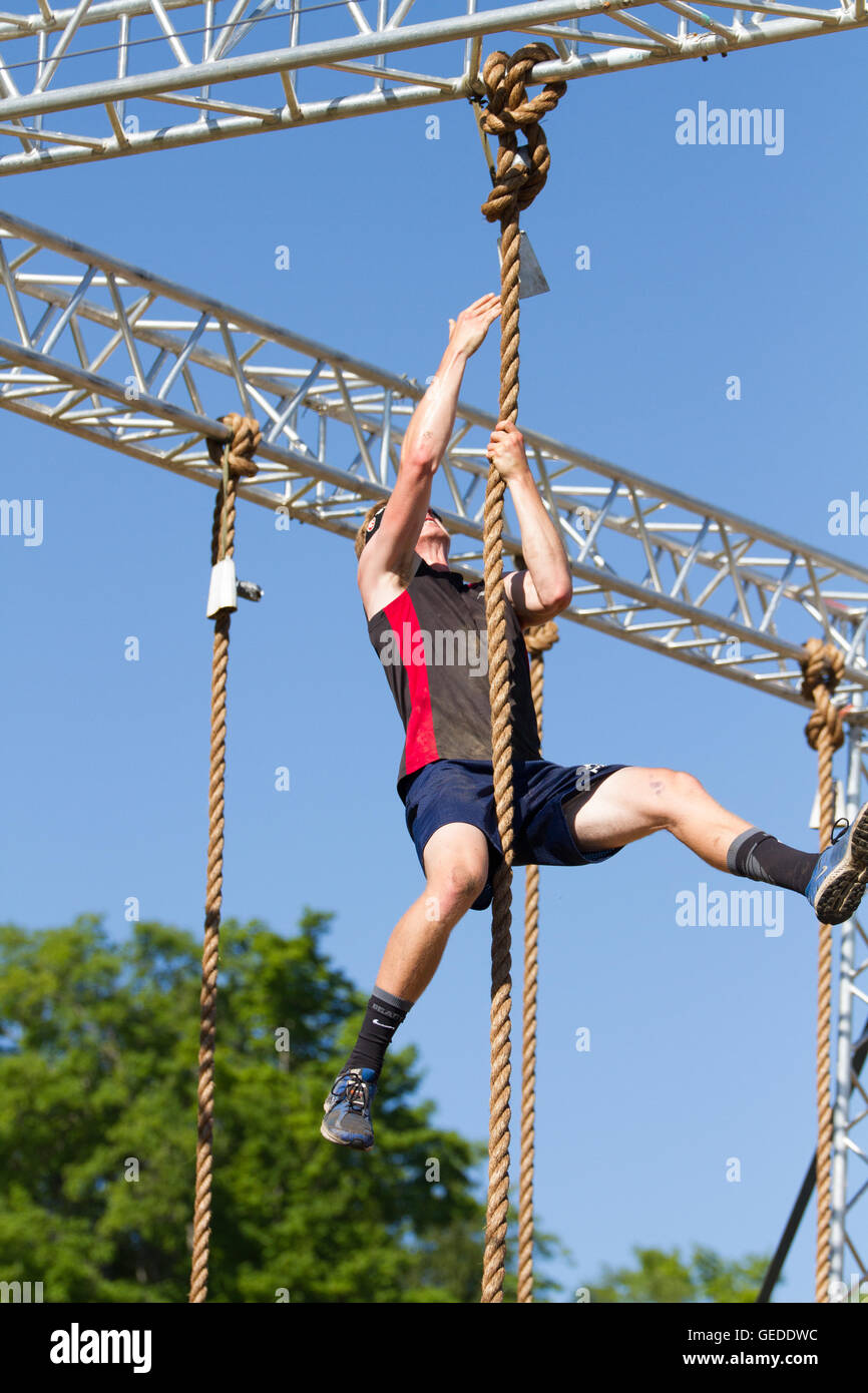 rope climbing exercise outdoor Stock Photo